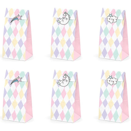 Sacs à partager Licorne Papier 18cm 6pcs