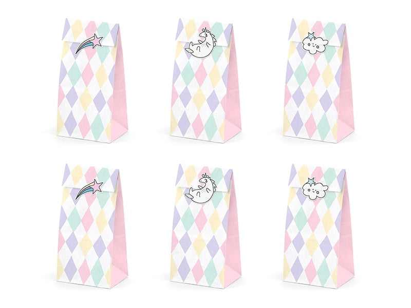 Sacs à partager Licorne Papier 18cm 6pcs