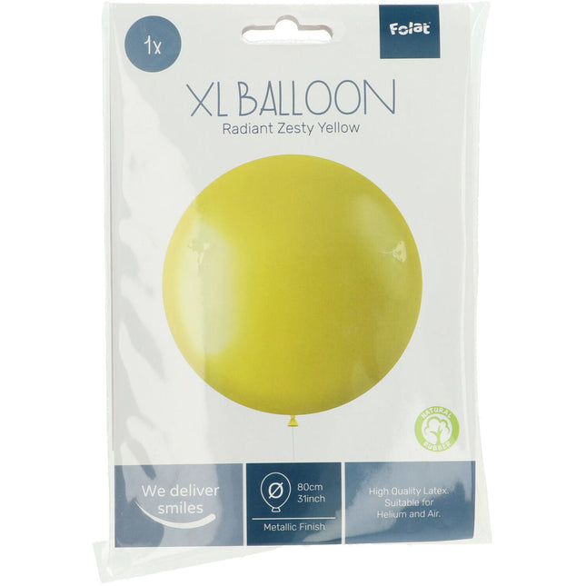 Ballon jaune métallisé Zesty Yellow 80cm