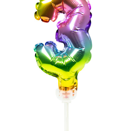 Ballon de baudruche Figure 3 Arc-en-ciel 13cm avec bâton