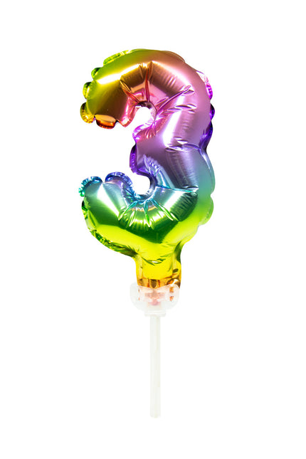 Ballon de baudruche Figure 3 Arc-en-ciel 13cm avec bâton