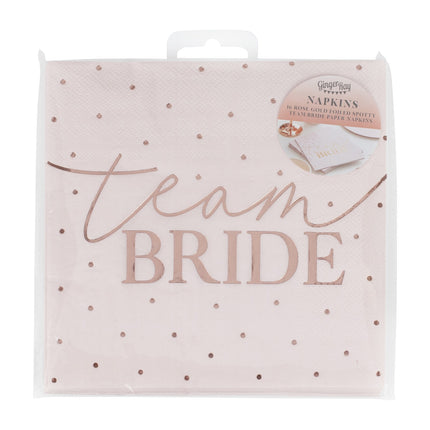 Serviettes de table or rose Team Bride 16.5cm 16pcs