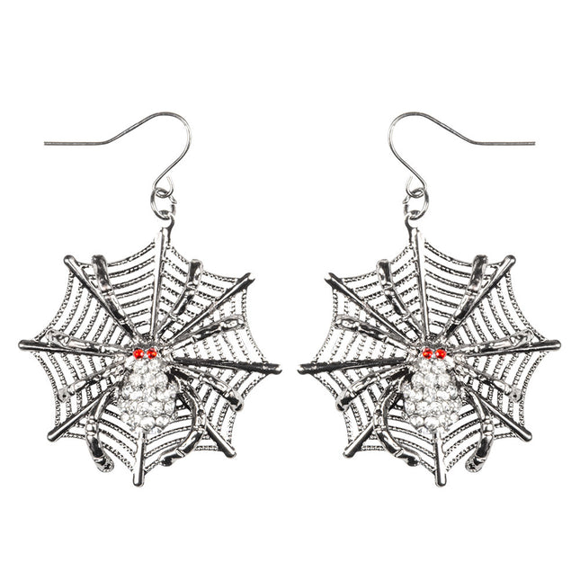 Boucles d'oreilles Halloween toile d'araignée 12cm