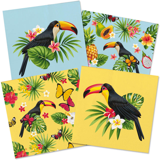 Serviettes de table Hawaii Toucan 33cm 20pcs