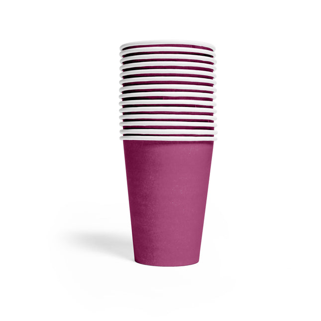 Tasses mauves en papier 210ml 14pcs