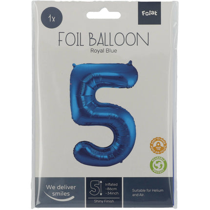 Ballon de baudruche Figure 5 Bleu Métallique XL 86cm vide