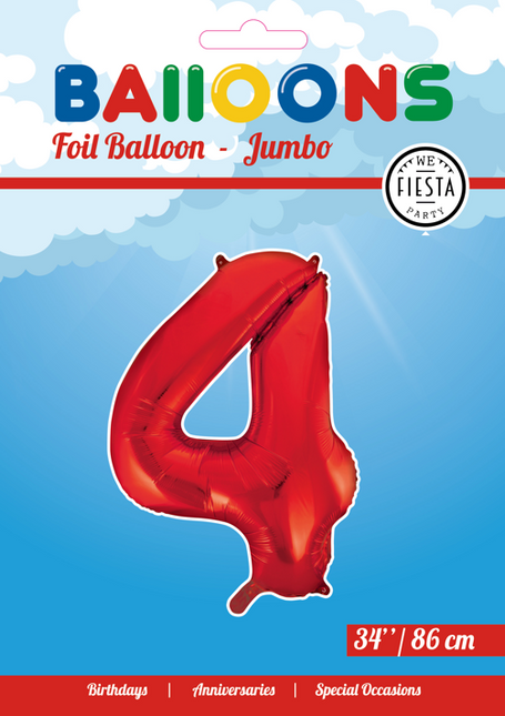 Ballon de baudruche Figure 4 Rouge XL 86cm vide