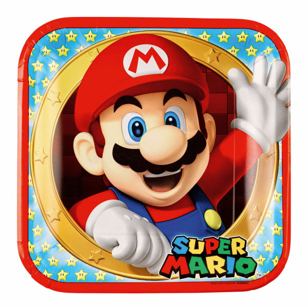 Super Mario Assiettes Carrées 23cm 8pcs