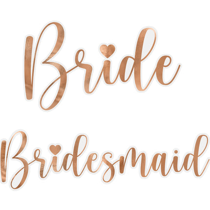 Autocollants en verre Rose Gold Bride & Bridesmaid