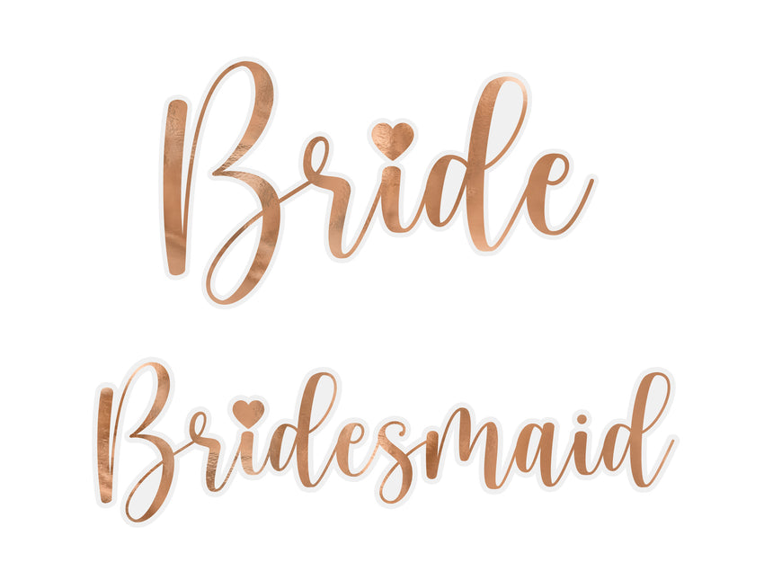 Autocollants en verre Rose Gold Bride & Bridesmaid