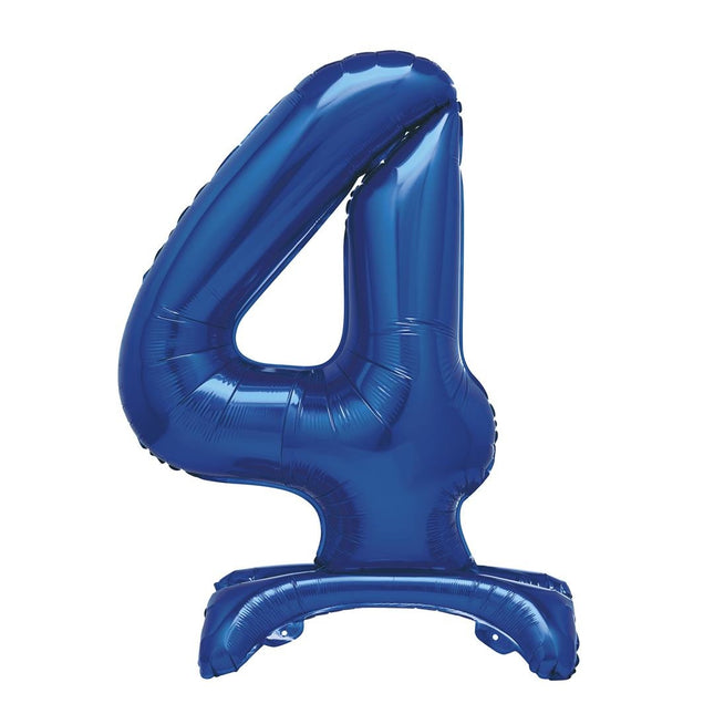Ballon à figures bleu 4 ans avec standard 76cm