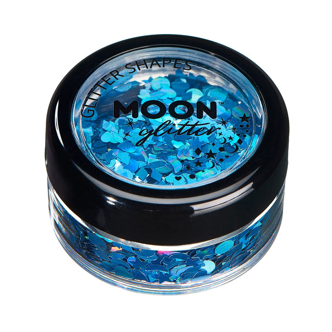 Moon Glitter Paillettes holographiques Formes bleues 3g