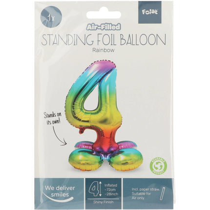 Ballon de baudruche Figure 4 Arc-en-ciel avec support 72cm