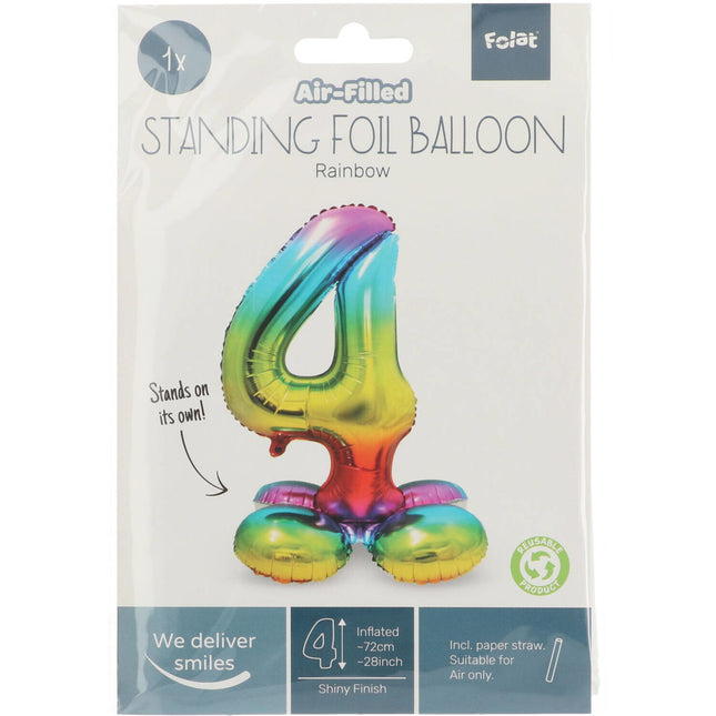 Ballon de baudruche Figure 4 Arc-en-ciel avec support 72cm