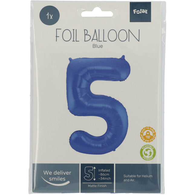 Ballon de baudruche Figure 5 Bleu mat XL 86cm vide