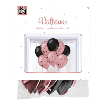 Ballons noirs or rose 30cm 6pcs