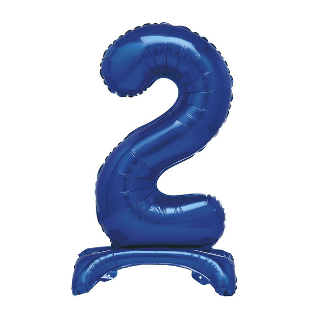 Ballon numéro bleu 2 ans avec standard 76cm