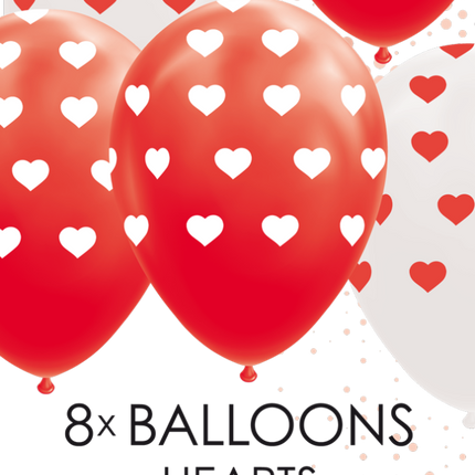 Ballons en forme de coeur Rouge Blanc 30.5cm 8pcs