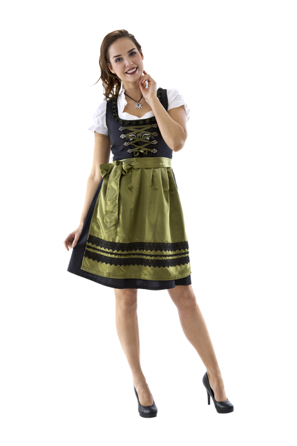 Noir Vert Robe Dirndl Oktoberfest Dames