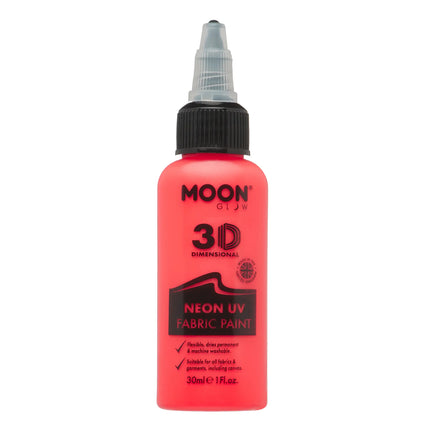 Moon Glow Neon UV Fabric Paint 30ml Intense Red 30ml