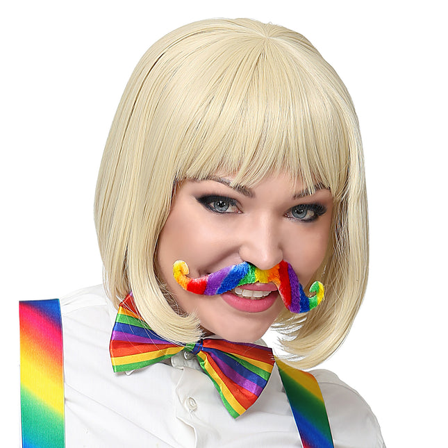 Fausse moustache arc-en-ciel