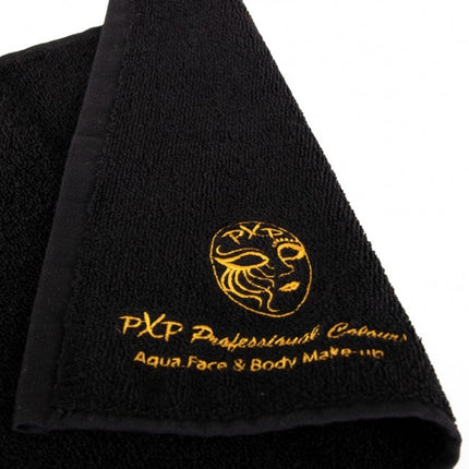 Serviette de bain PXP noire avec logo brodé en or