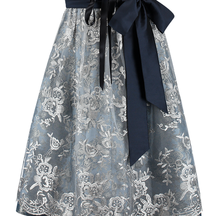 Blue Silver Dirndl Dress Oktoberfest Ladies 2 Piece