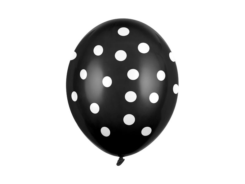 Ballons noirs à pois blancs 30cm 6pcs