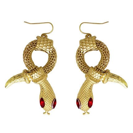 Boucles d'oreilles serpent or yeux rouges