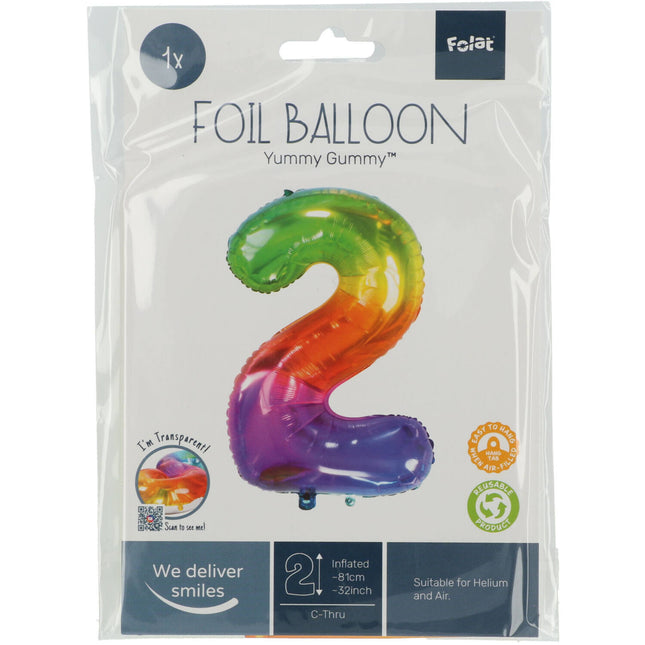 Ballon de baudruche Figure 2 Arc-en-ciel XL 81cm vide