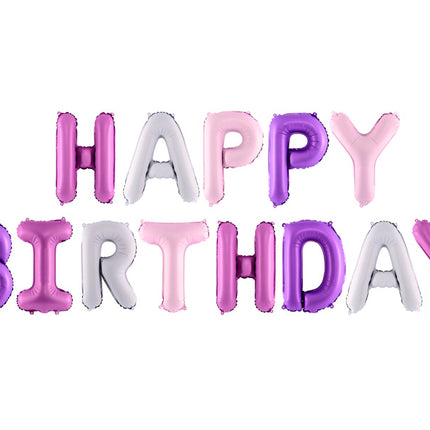 Jeu de ballons de lettres Happy Birthday Purple Mix Empty 3.4m