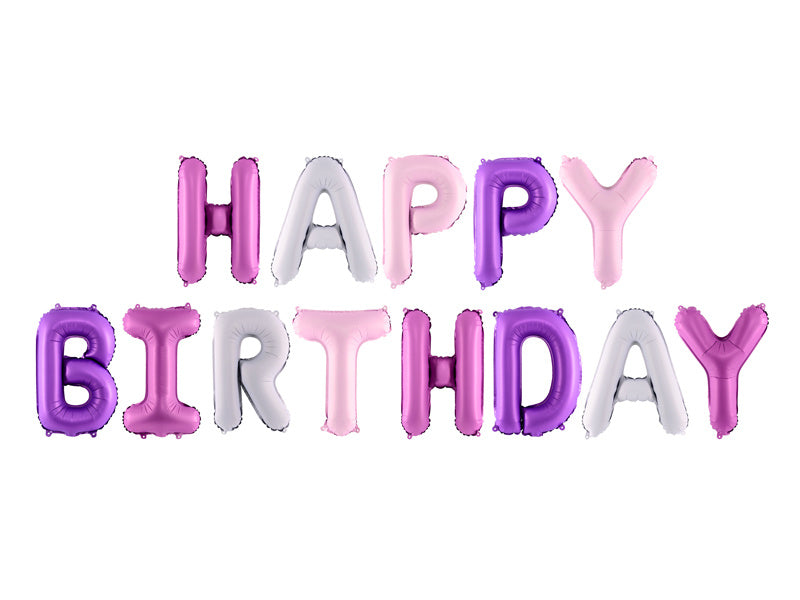 Jeu de ballons de lettres Happy Birthday Purple Mix Empty 3.4m