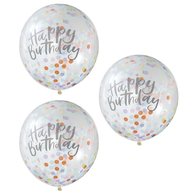 Happy Birthday Confetti Balloons 30cm 5pcs