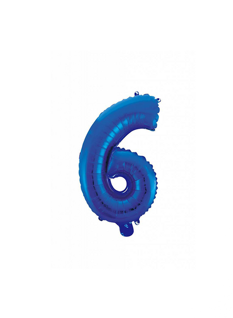 Ballon de baudruche Figure 6 Bleu 41cm avec paille
