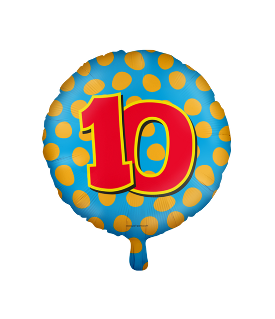 Ballon à l'hélium 10 ans coloré vide 46cm