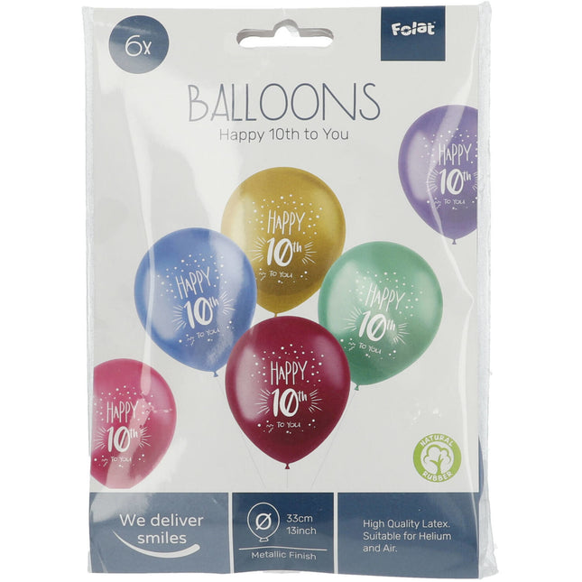 Ballons 10 ans Happy 10th 33cm 6pcs