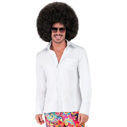 Chemisier Disco 70S Blanc Hommes Luxe