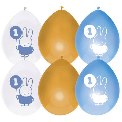 Ballons Miffy 1 an Bleu 30cm 6pcs