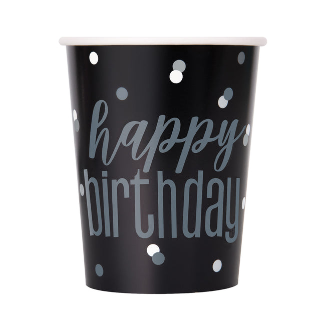 Gobelets Happy Birthday Noir 266ml 8pcs