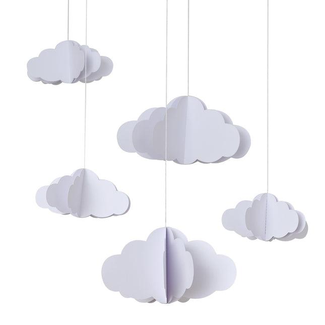 Décoration suspendue Nuages 3D 15cm 5pcs