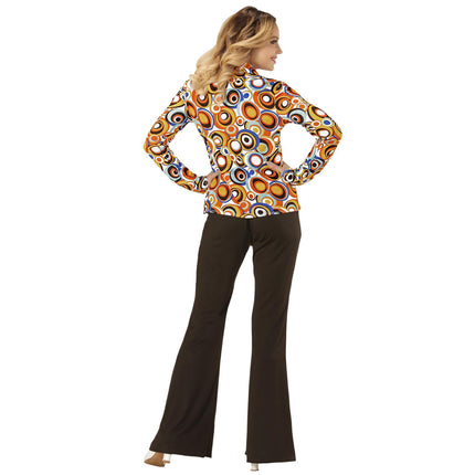 Chemisier Disco 70S Bleu Orange Dames