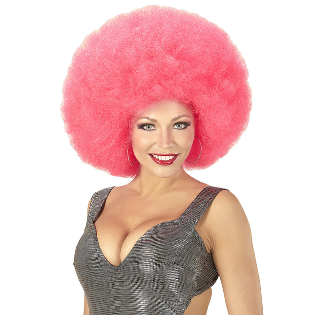 Perruque rose Afro Extra Big