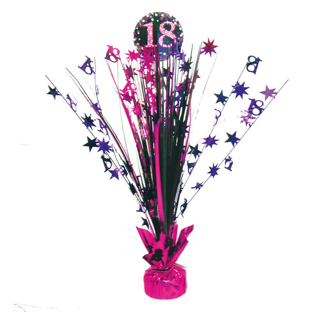 Décoration de table 18 ans Happy Birthday Pink 33cm