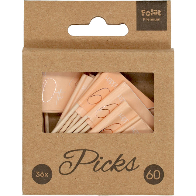 Prickers 60 Years Rose Gold 6.5cm 36pcs