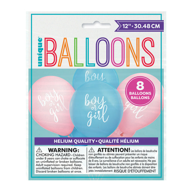 Ballons pour la révélation du sexe Garçon ou Fille 30cm 8pcs