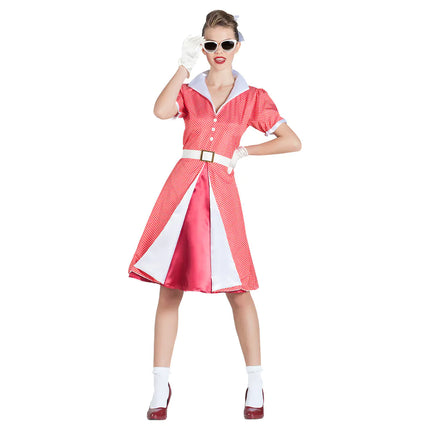 Rock N Roll 50S Robe Rose Dames