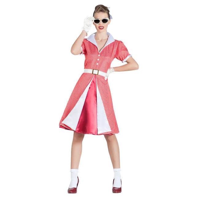 Rock N Roll 50S Robe Rose Dames