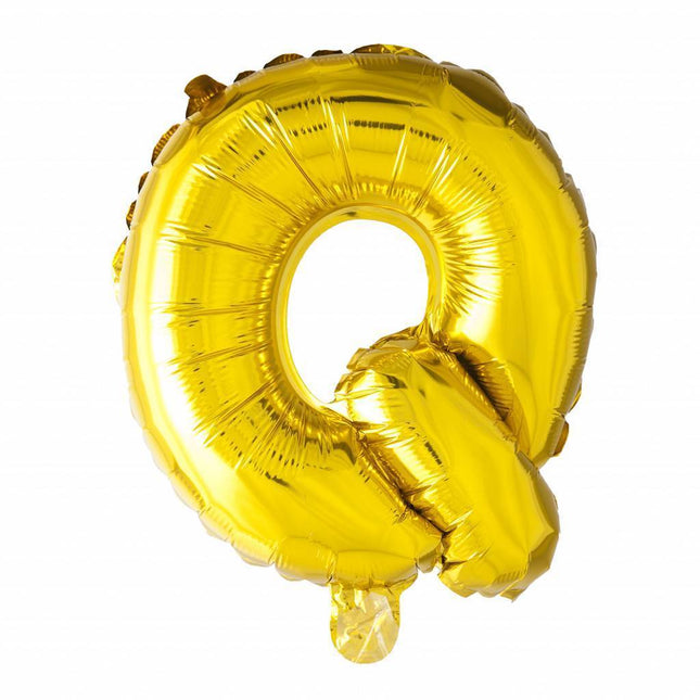 Ballon de baudruche Lettre Q doré 41cm avec paille