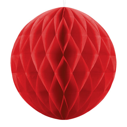 Boule en nid d'abeille rouge 20cm