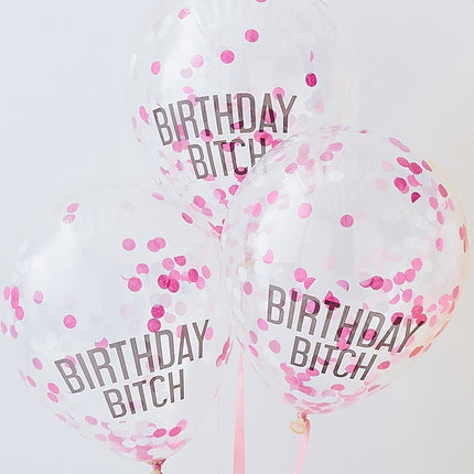 Jeu de ballons roses Happy Birthday Bitch 2.5m